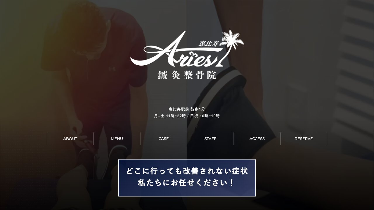 アリエス鍼灸整骨院 恵比寿のホームページ