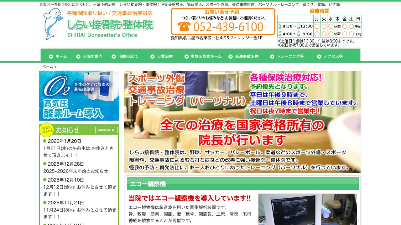 しらい接骨院・整体院のホームページ