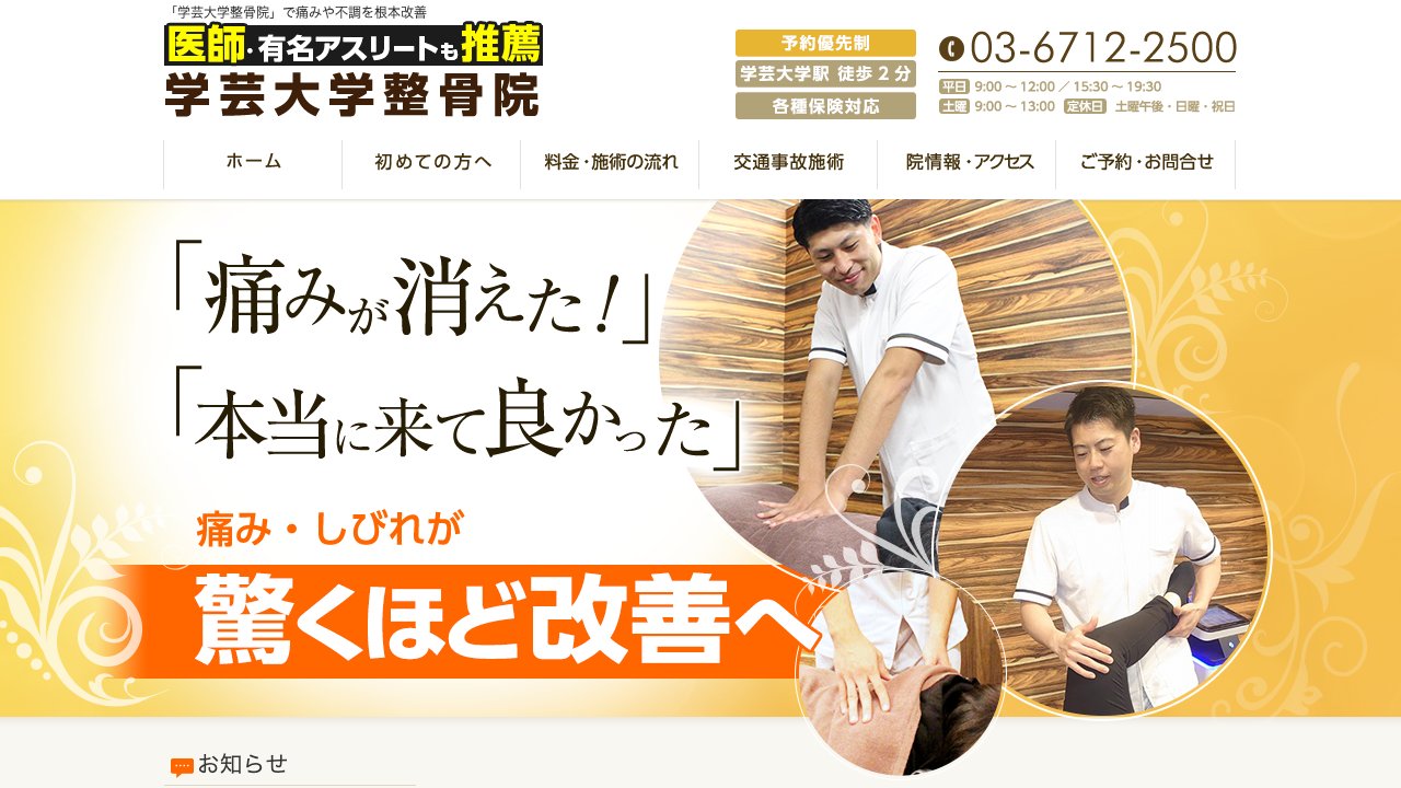 学芸大学整骨院のホームページ