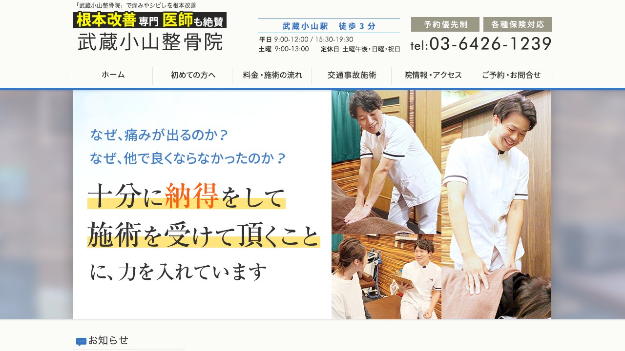 武蔵小山整骨院のホームページ