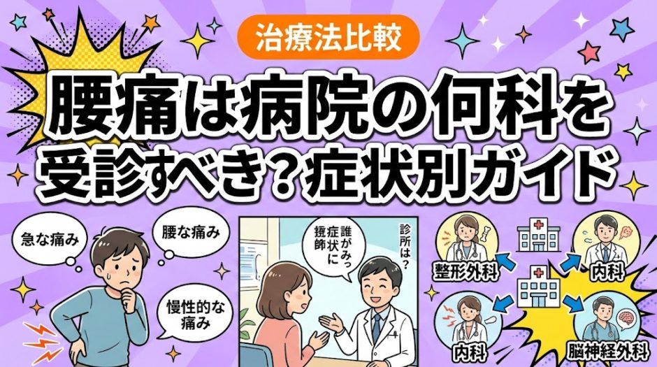 腰痛は病院の何科を受診すべき？症状別ガイドのアイキャッチ画像