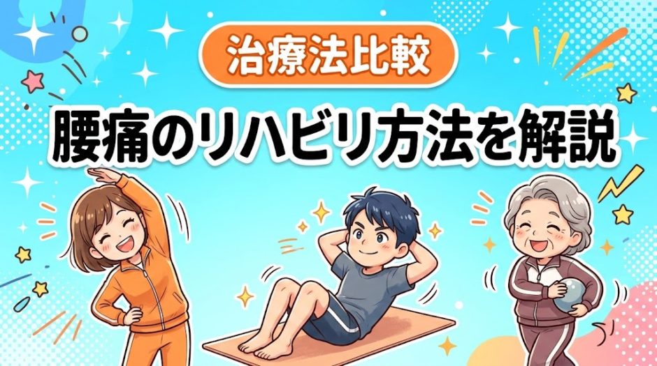 腰痛のリハビリ方法を解説｜運動療法と回復までの流れのアイキャッチ画像