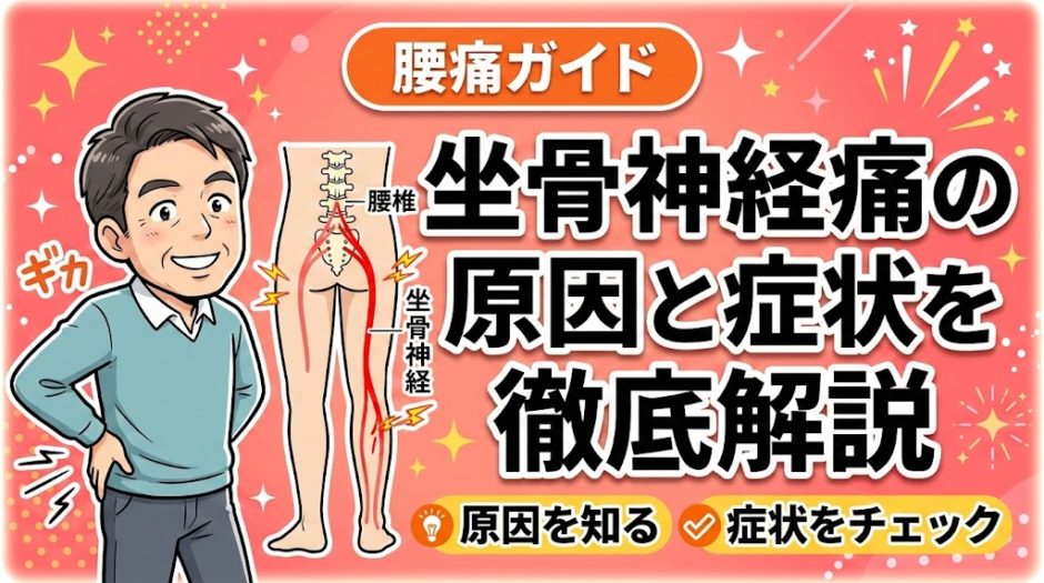 坐骨神経痛の原因と症状を徹底解説｜チェック法も紹介のアイキャッチ画像
