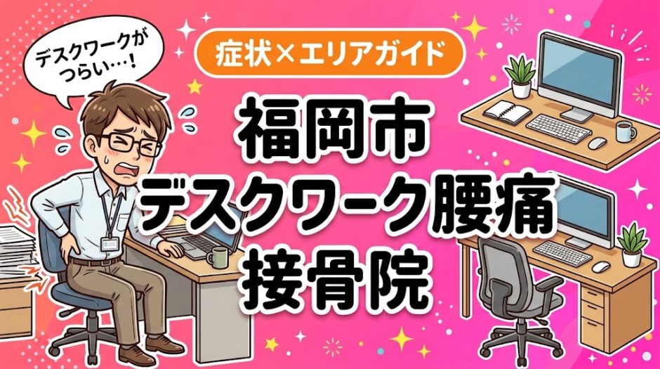 福岡市でデスクワーク腰痛におすすめの接骨院｜原因・治療法・セルフケアを解説のアイキャッチ画像