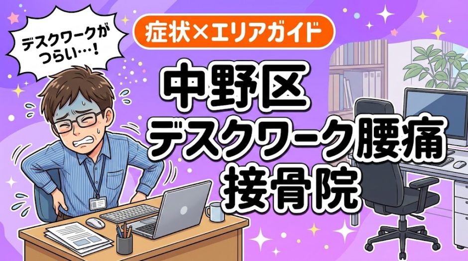 中野区でデスクワーク腰痛におすすめの接骨院｜原因・治療法・セルフケアを解説のアイキャッチ画像