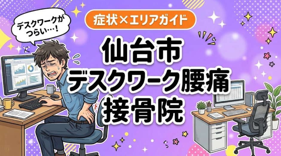 仙台市でデスクワーク腰痛におすすめの接骨院｜原因・治療法・セルフケアを解説のアイキャッチ画像