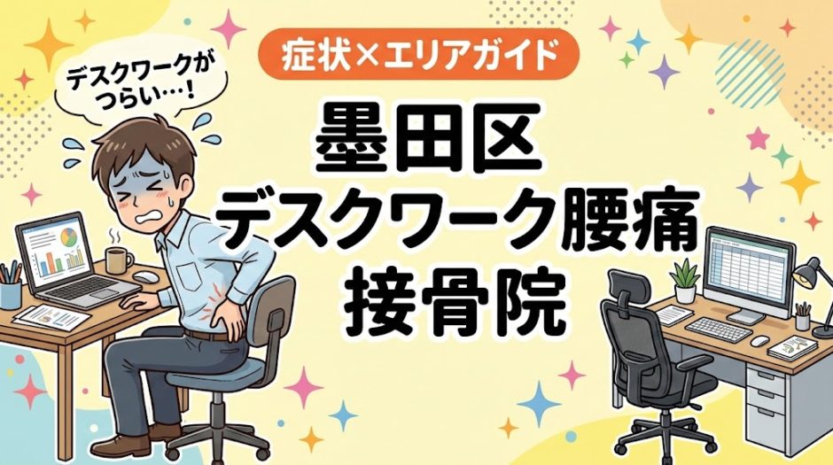 墨田区でデスクワーク腰痛におすすめの接骨院｜原因・治療法・セルフケアを解説のアイキャッチ画像