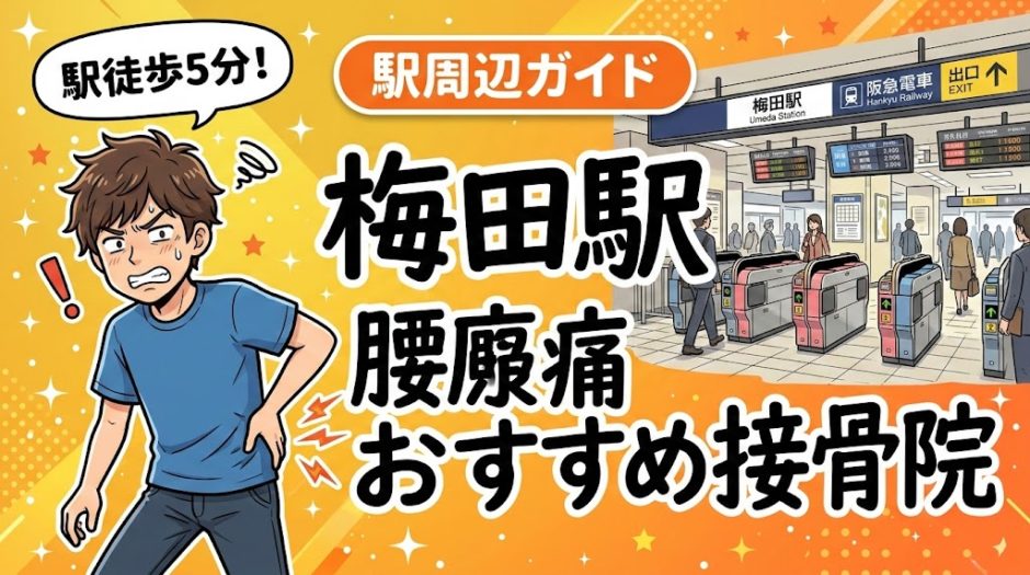 梅田駅周辺で腰痛におすすめの接骨院5選｜駅徒歩5分以内のアイキャッチ画像