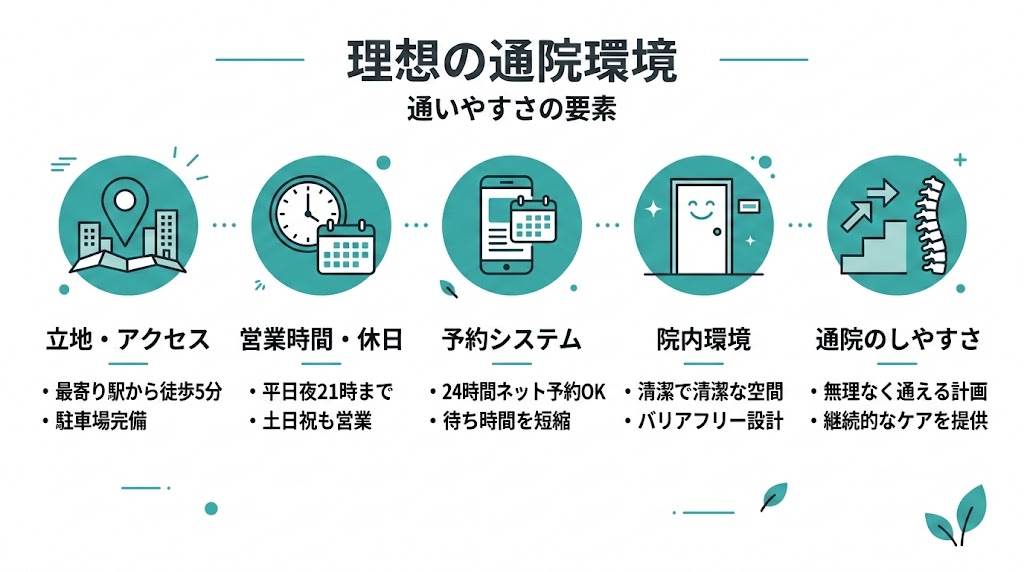 【ポイント4】通いやすさと営業時間の図解