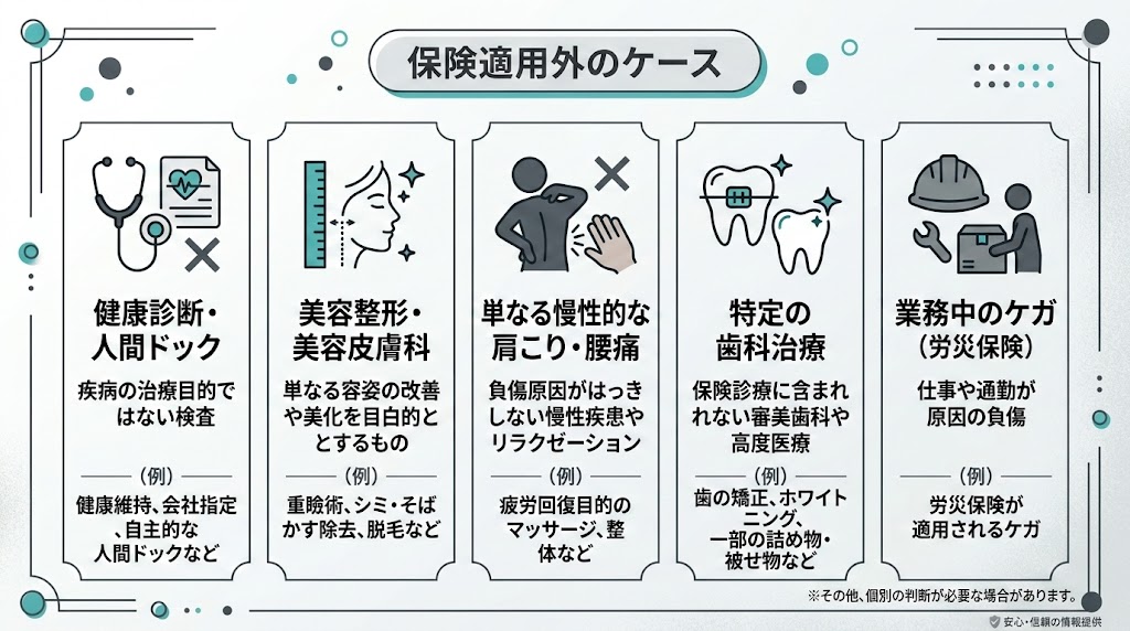 健康保険が使えないケースの図解
