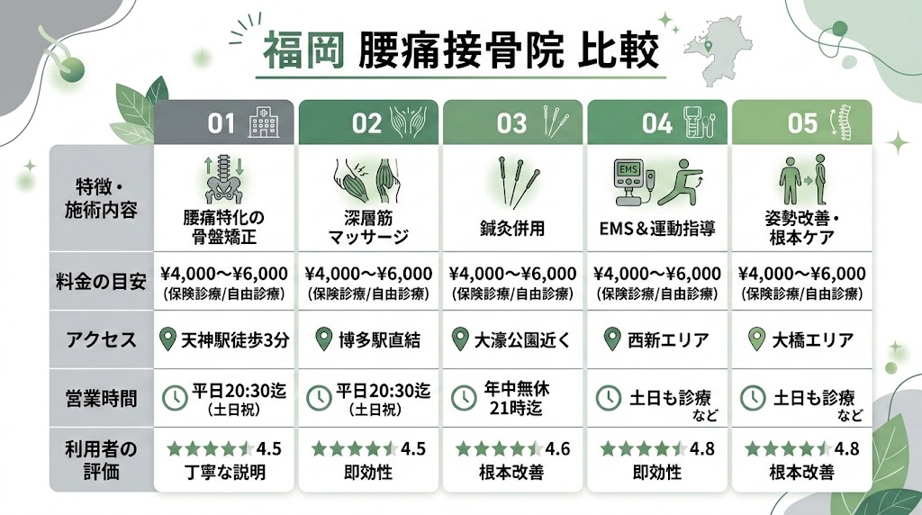 福岡で腰痛におすすめの接骨院5選の図解
