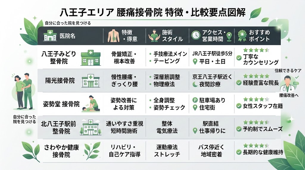 八王子で腰痛におすすめの接骨院5選の図解
