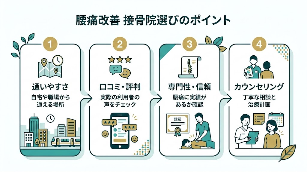 川崎で接骨院を選ぶ際のポイントの図解