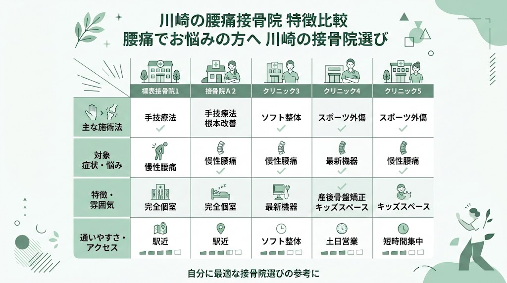 川崎で腰痛におすすめの接骨院5選の図解