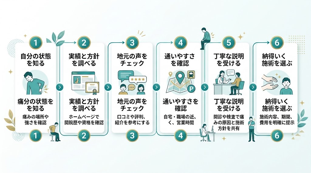 北九州で接骨院を選ぶ際のポイントの図解