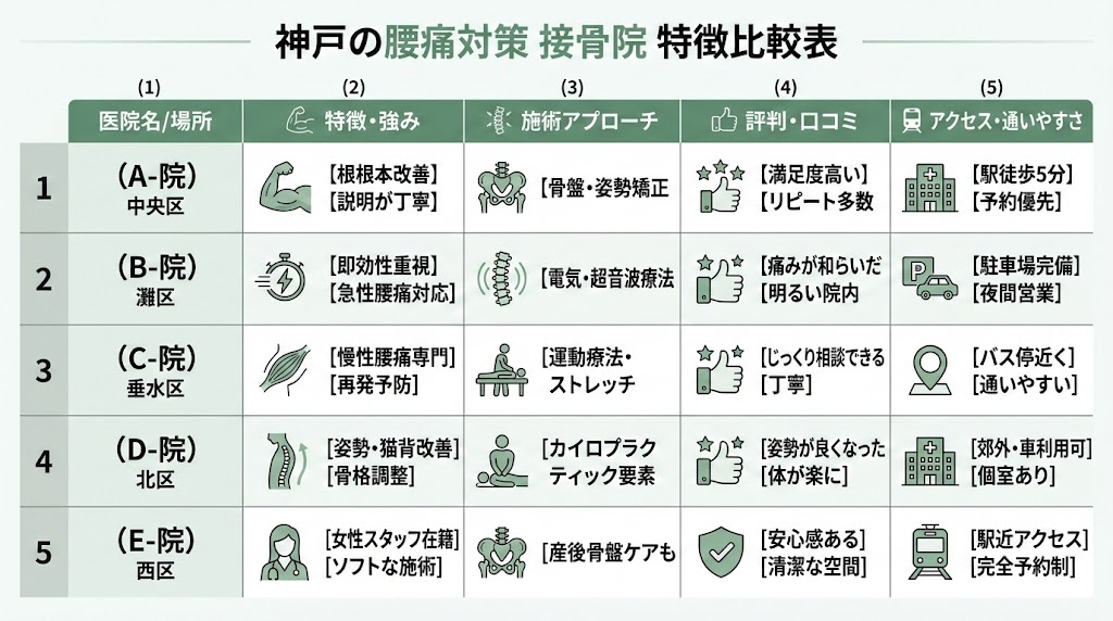 神戸で腰痛におすすめの接骨院5選の図解