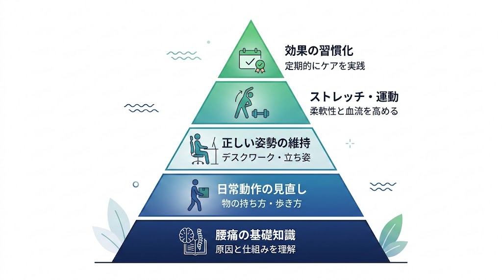 自宅でできる腰痛セルフケアの図解