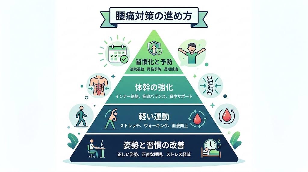 自宅でできる腰痛セルフケアの図解