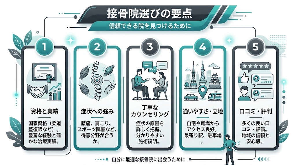 まとめ｜名古屋で自分に合った接骨院を見つけようの図解