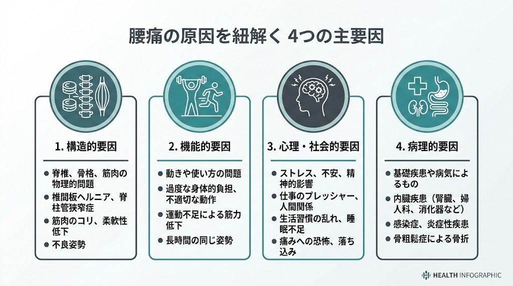 腰痛の原因は大きく4つに分類できるの図解