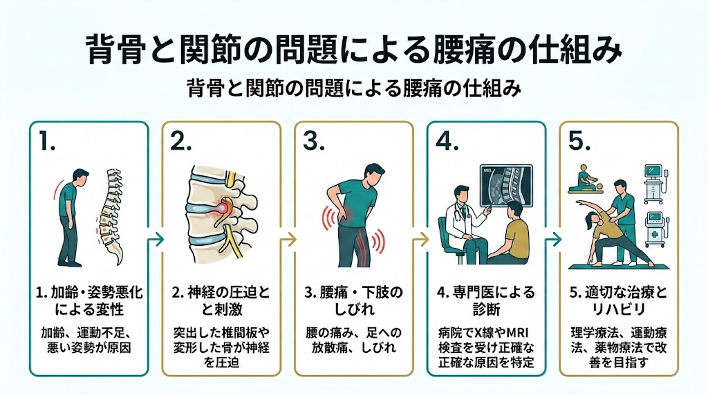 【タイプ2】骨格・関節が原因の腰痛の図解