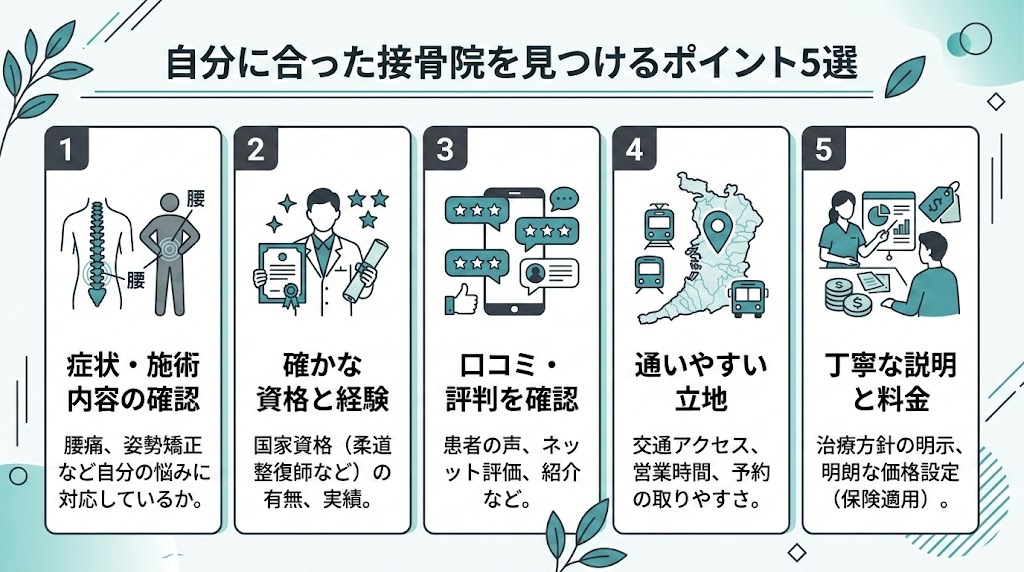 まとめ｜大阪で自分に合った接骨院を見つけようの図解