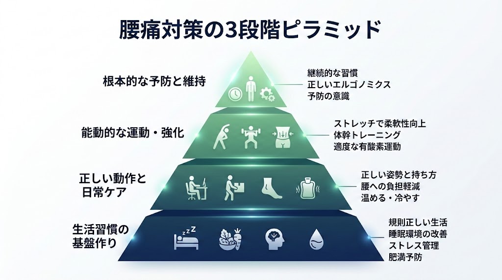 自宅でできる腰痛セルフケアの図解
