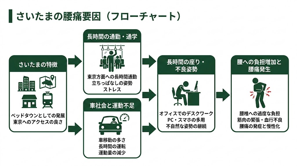 さいたまで腰痛に悩む人が多い理由の図解