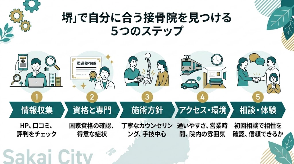 堺で接骨院を選ぶ際のポイントの図解
