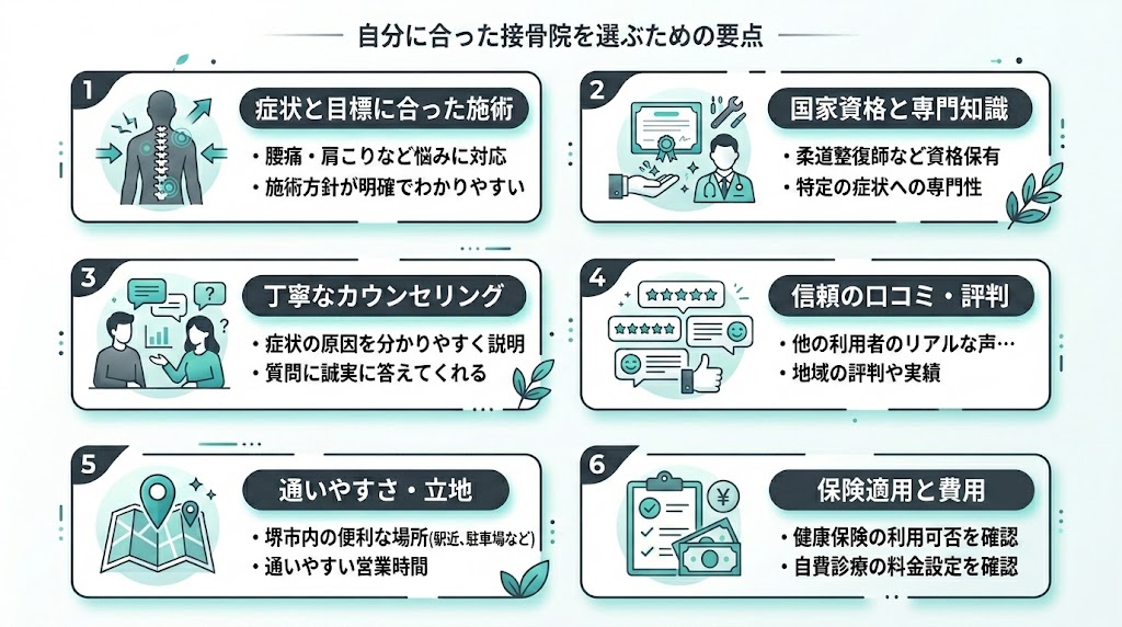まとめ|堺で自分に合った接骨院を見つけようの図解