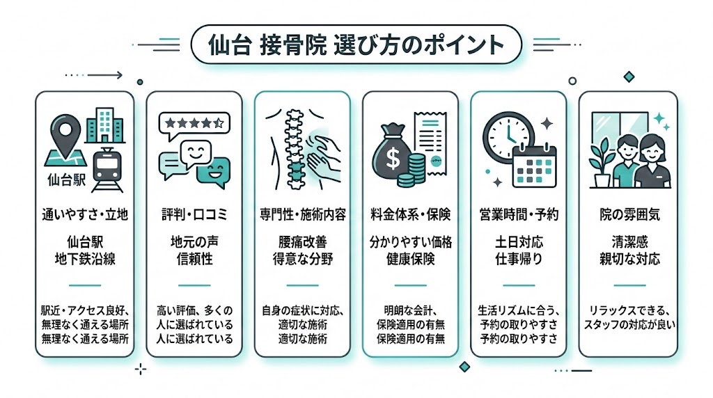 まとめ｜仙台で自分に合った接骨院を見つけようの図解