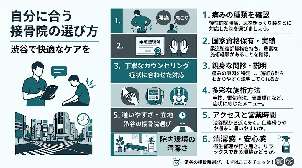 まとめ｜渋谷で自分に合った接骨院を見つけようの図解