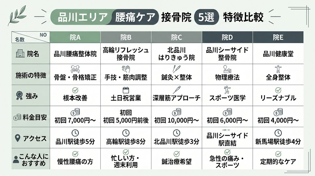 品川で腰痛におすすめの接骨院5選の図解