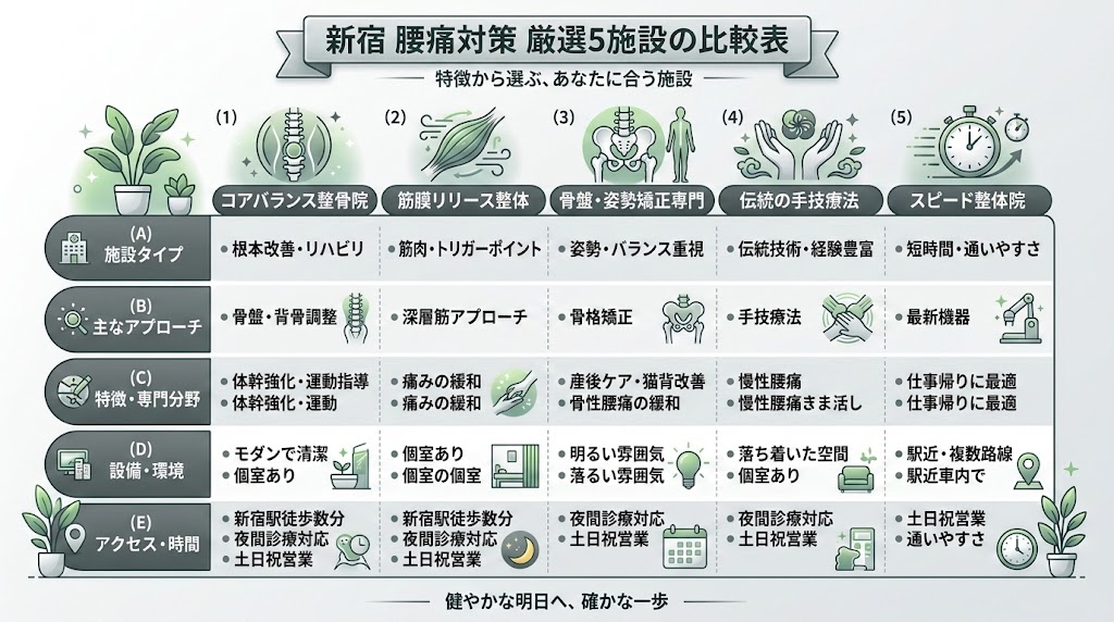 新宿で腰痛におすすめの接骨院5選の図解