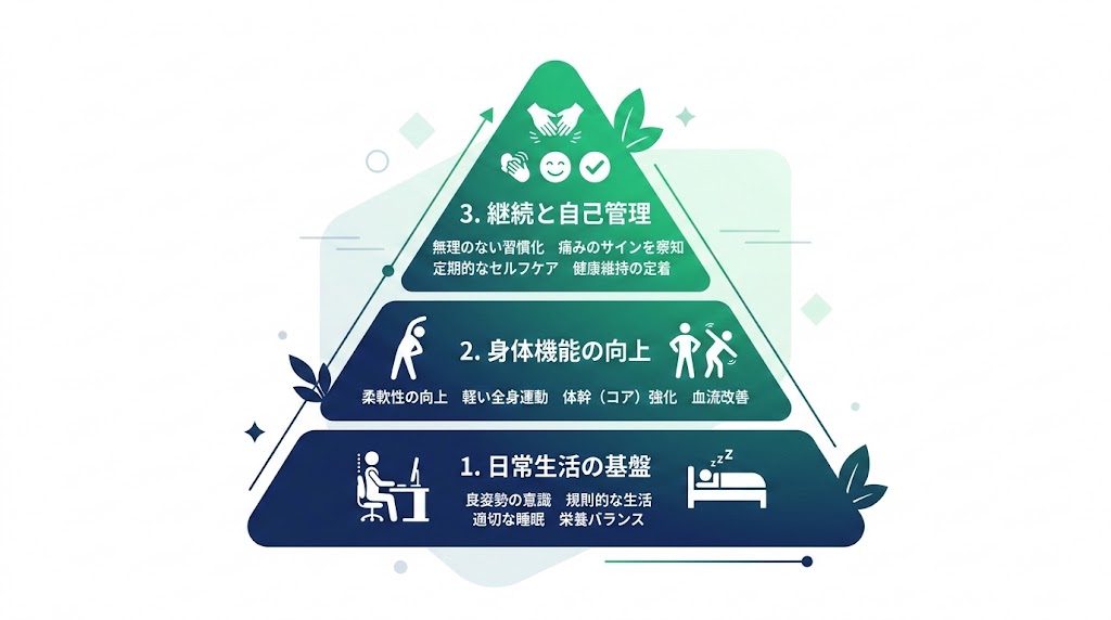 自宅でできる腰痛セルフケアの図解