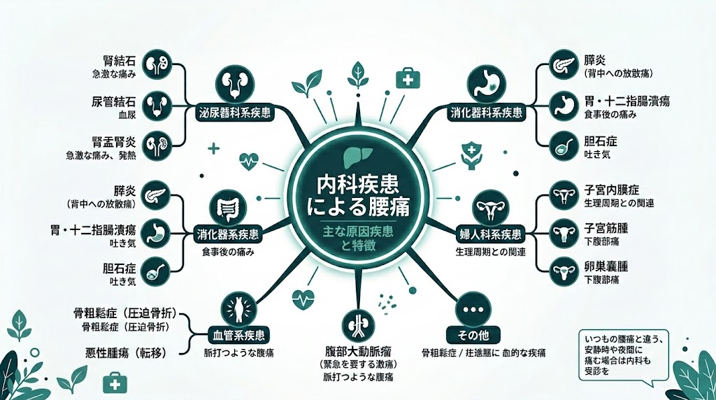 意外と見落とされがちな内科の腰痛の図解