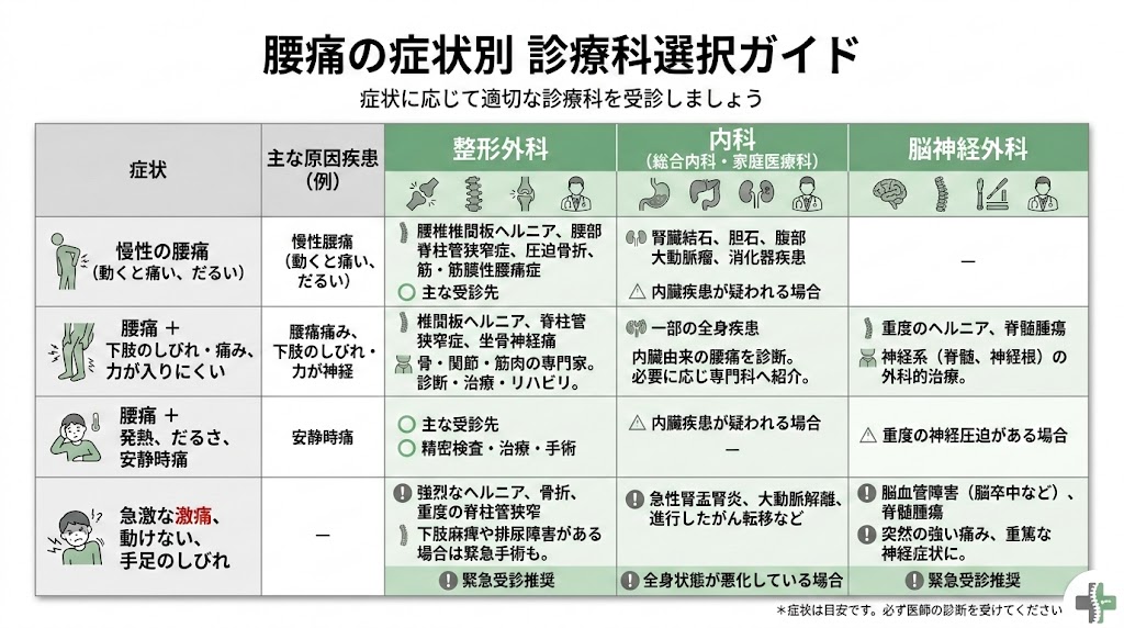 まとめ：症状に合わせて適切な診療科を選ぼうの図解