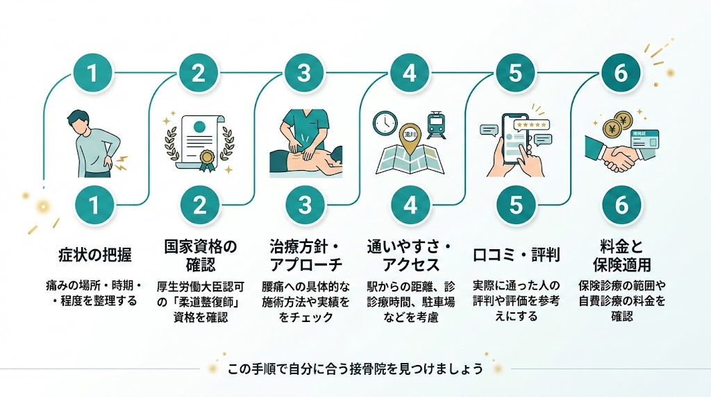 立川で接骨院を選ぶ際のポイントの図解