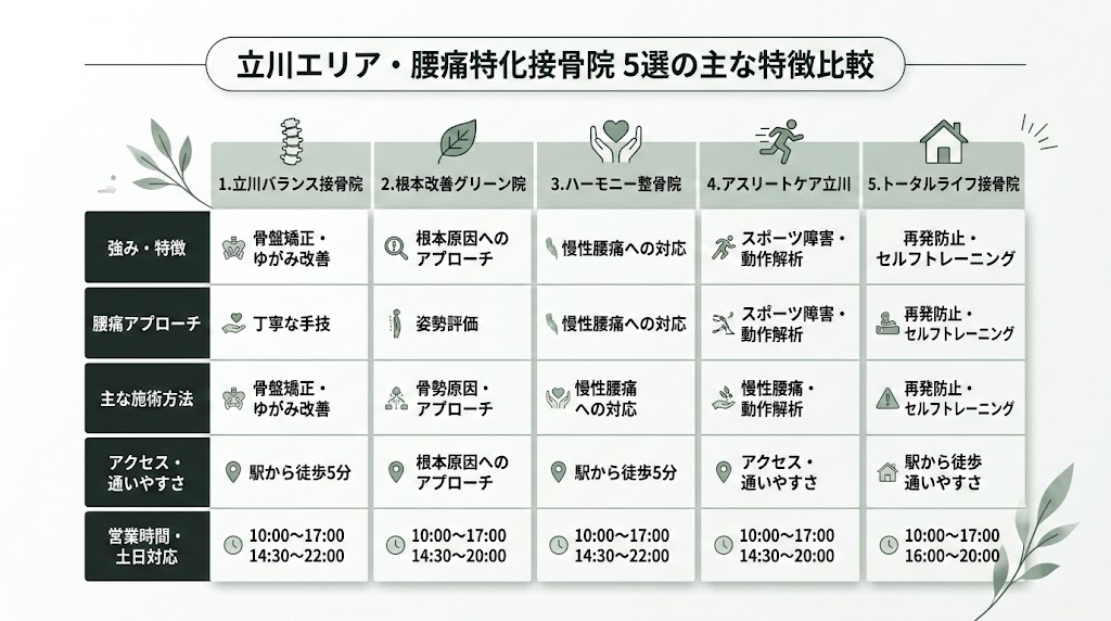 立川で腰痛におすすめの接骨院5選の図解