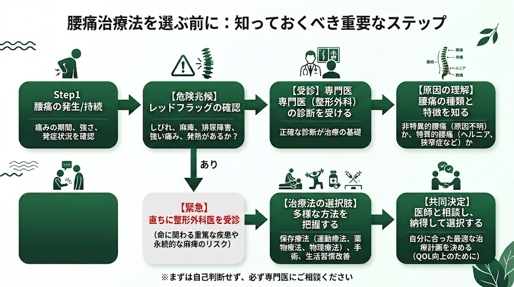 腰痛の治し方を選ぶ前に知っておくべきことの図解