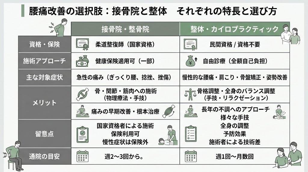 【アプローチ2】接骨院・整体で治す方法の図解