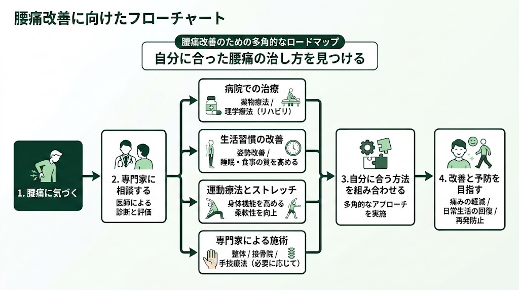 まとめ:腰痛の治し方は一つではないの図解