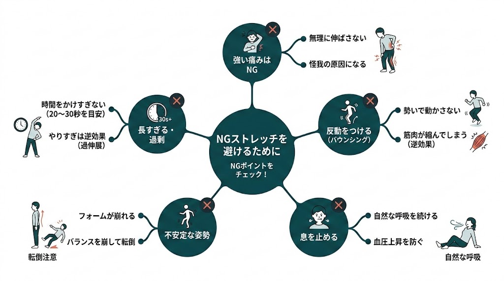 やってはいけないNGストレッチの図解
