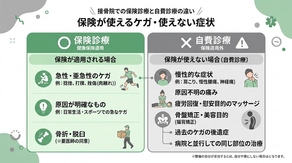 接骨院（整骨院）の保険適用条件の図解