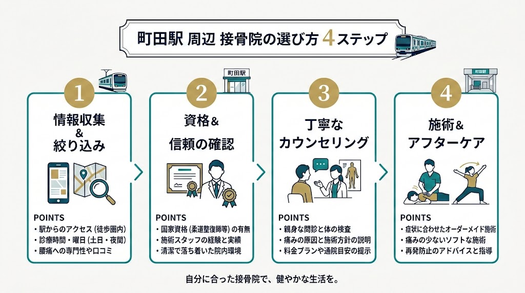 町田駅で接骨院を選ぶ際のポイントの図解