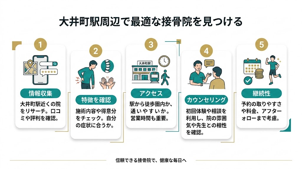 大井町駅で接骨院を選ぶ際のポイントの図解