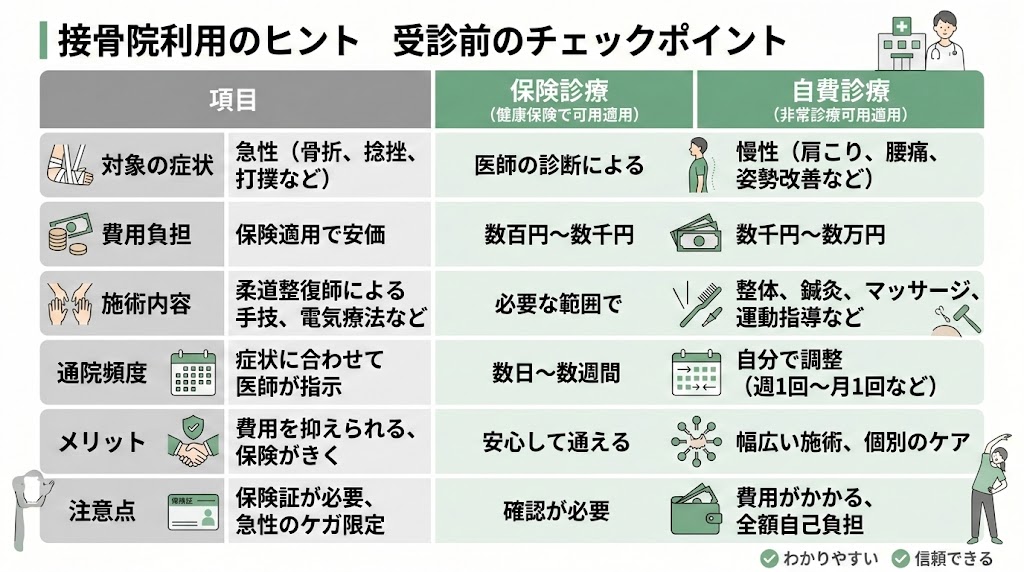 接骨院に通う前に知っておきたいことの図解
