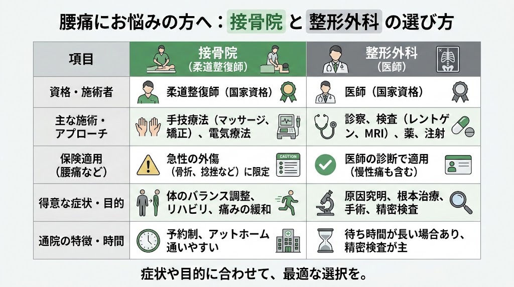 接骨院に通う前に知っておきたいことの図解